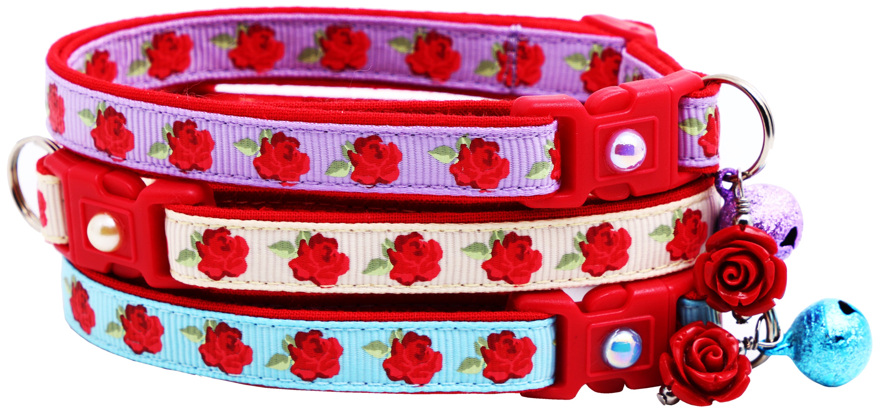 Main Red Tea Party Roses Breakaway Cat Collar image